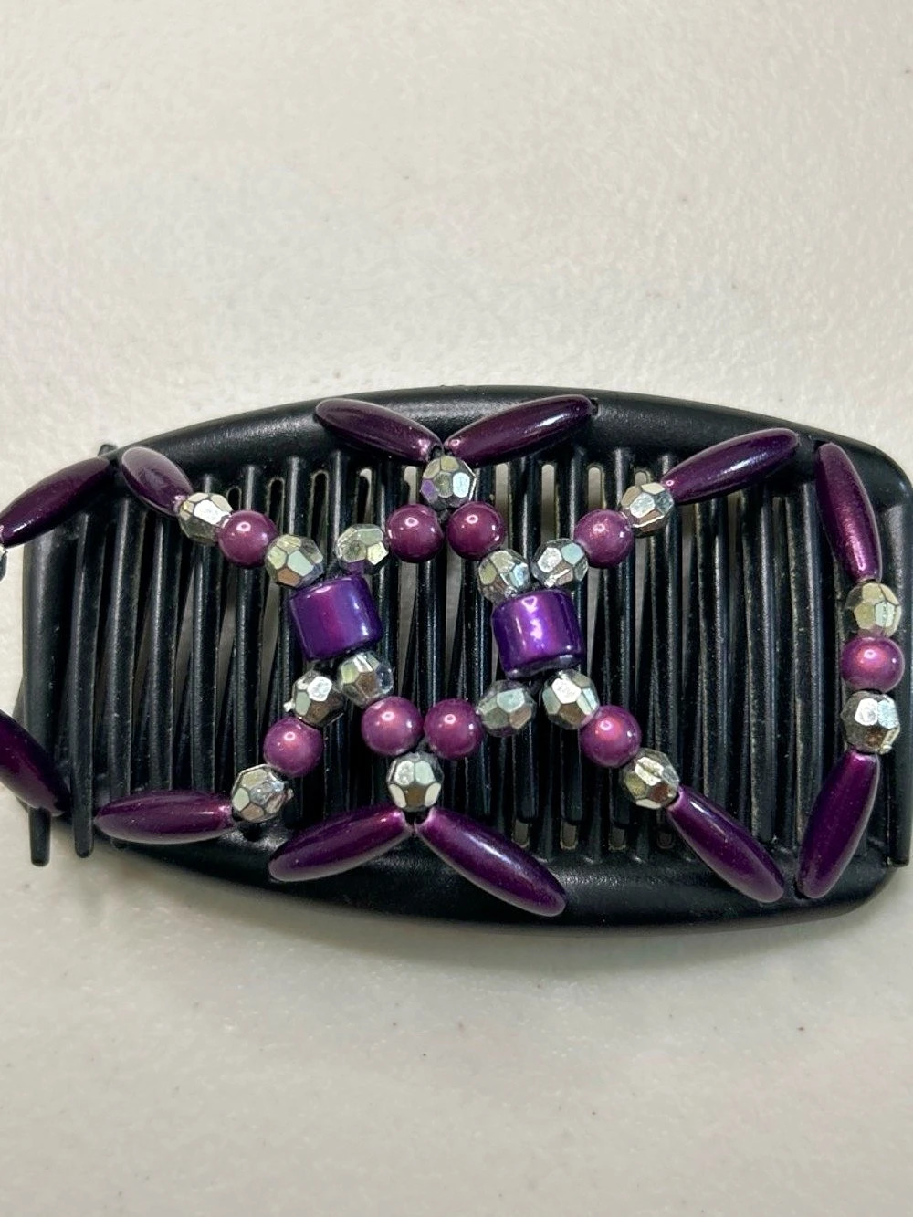 Hair Magic The Original Beaded Double Comb Purple & Black